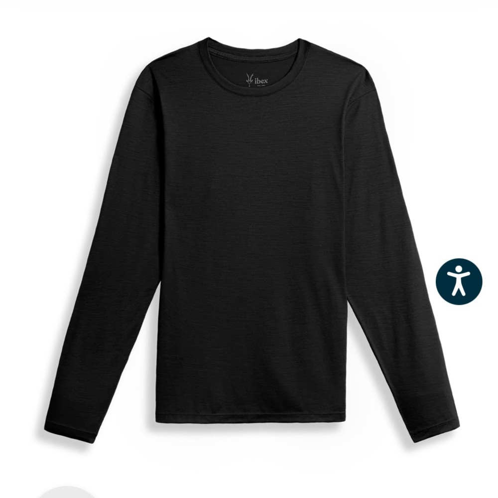 Ibex Men’s 24 Hour Long Sleeve Merino Wool Shirt Size Small Black